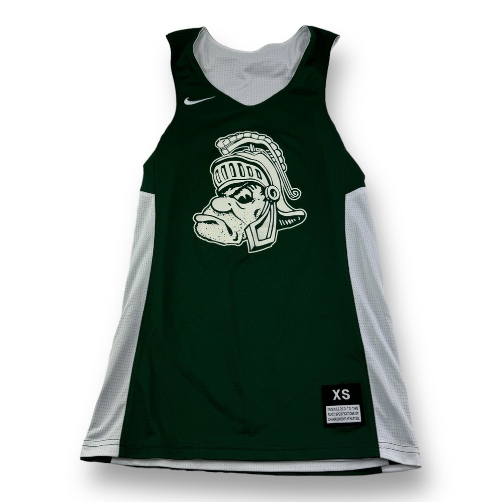 Nike Engineered Michigan State Spartans Green/White REV Basketball Jersey Sz XS